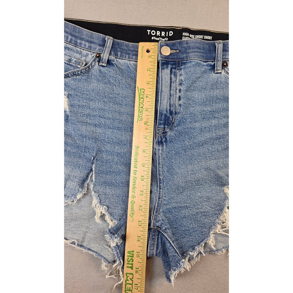 Torrid Womens 18 High Rise Short Short Distressed Classic Denim Jean Shorts Blue - Picture 5 of 12